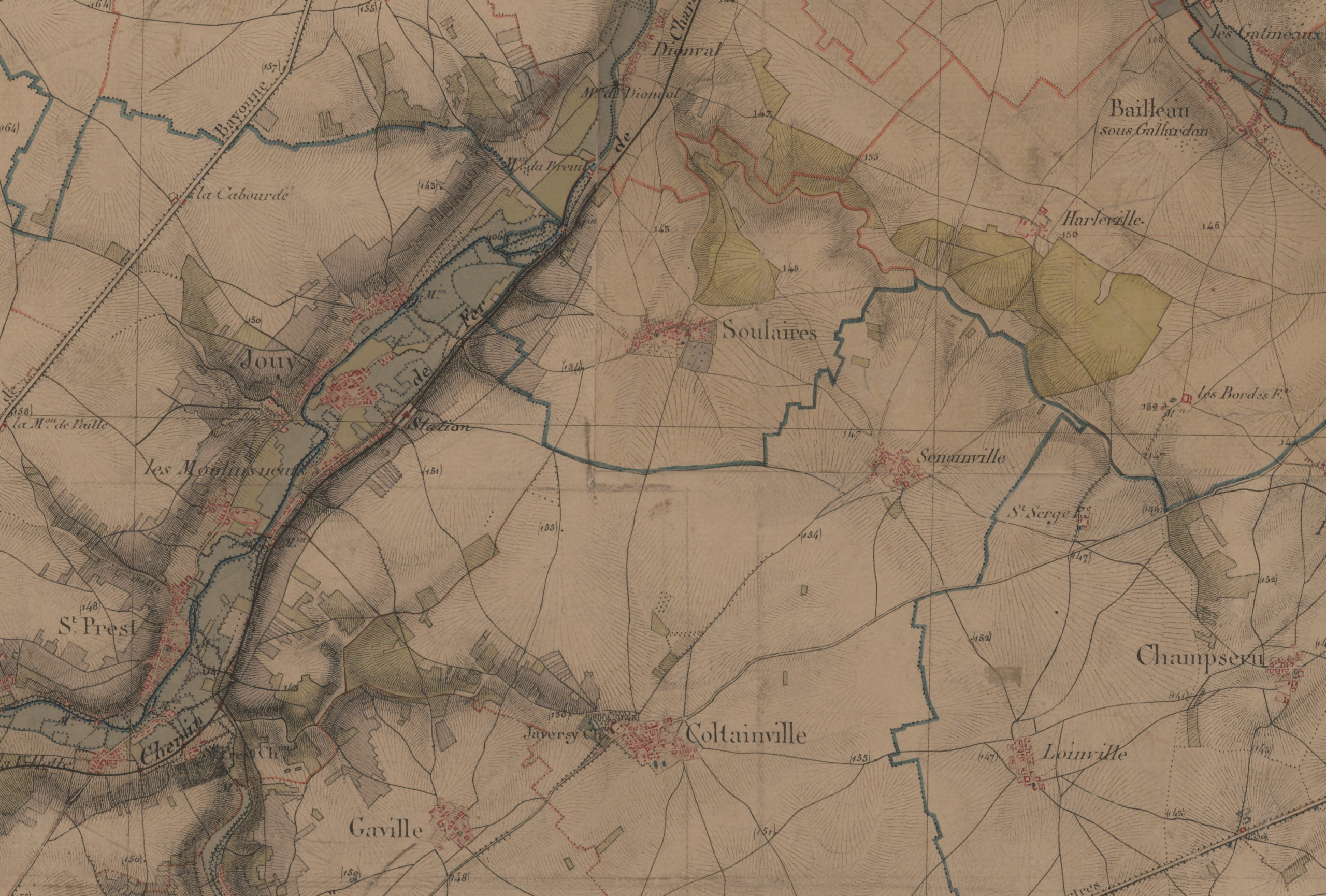 Extrait de la carte d'Etat-major du XIXème de la commune de Soulaire