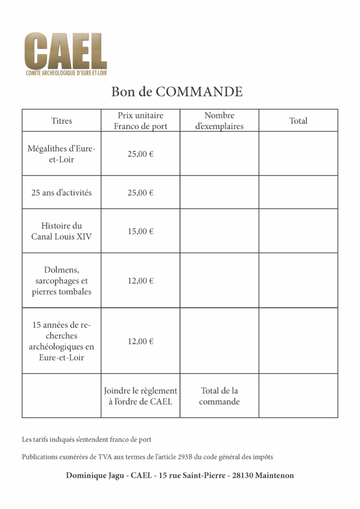 Bon de commande ouvrages du CAEL