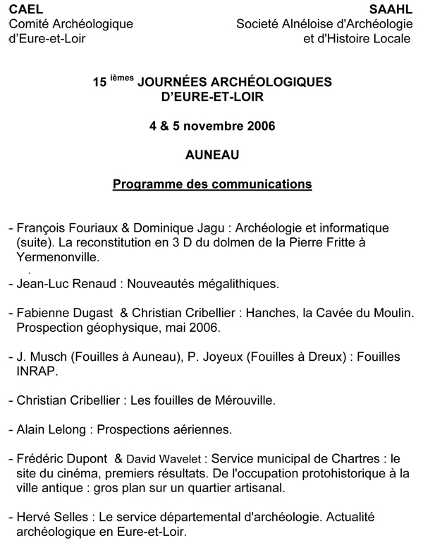 Résumés des rencontres archéologiques du CAEL 2006