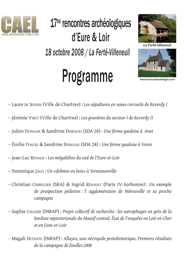 Résumés des rencontres archéologiques du CAEL 2008