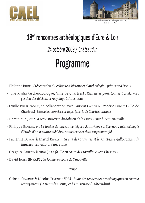 Résumés des rencontres archéologiques du CAEL 2009