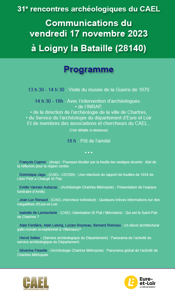 Résumés des rencontres archéologiques du CAEL 2023